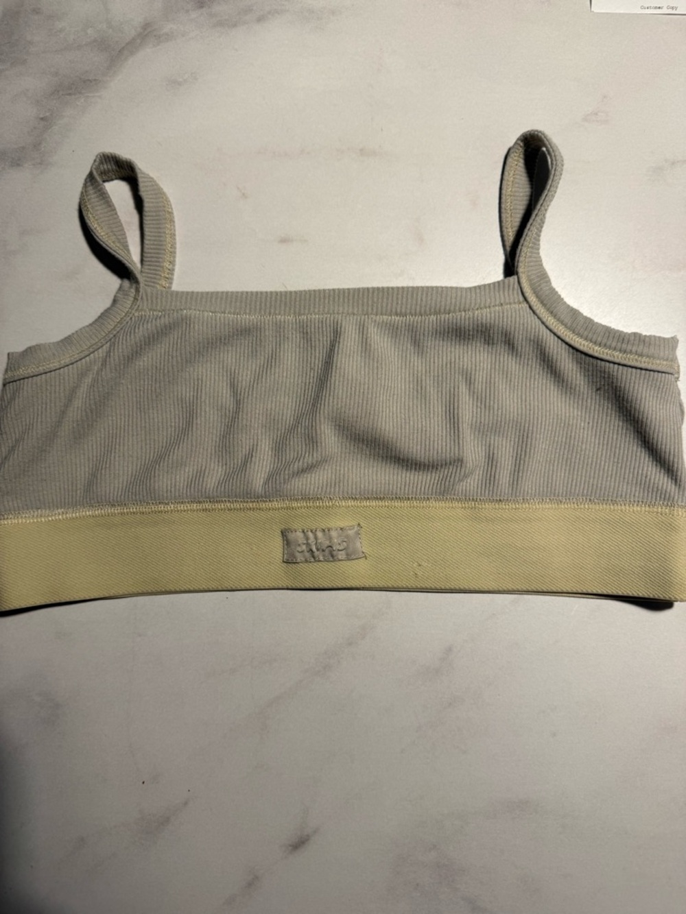 SKIMS Ribbed Bralette in Light Gray and Pale Yellow